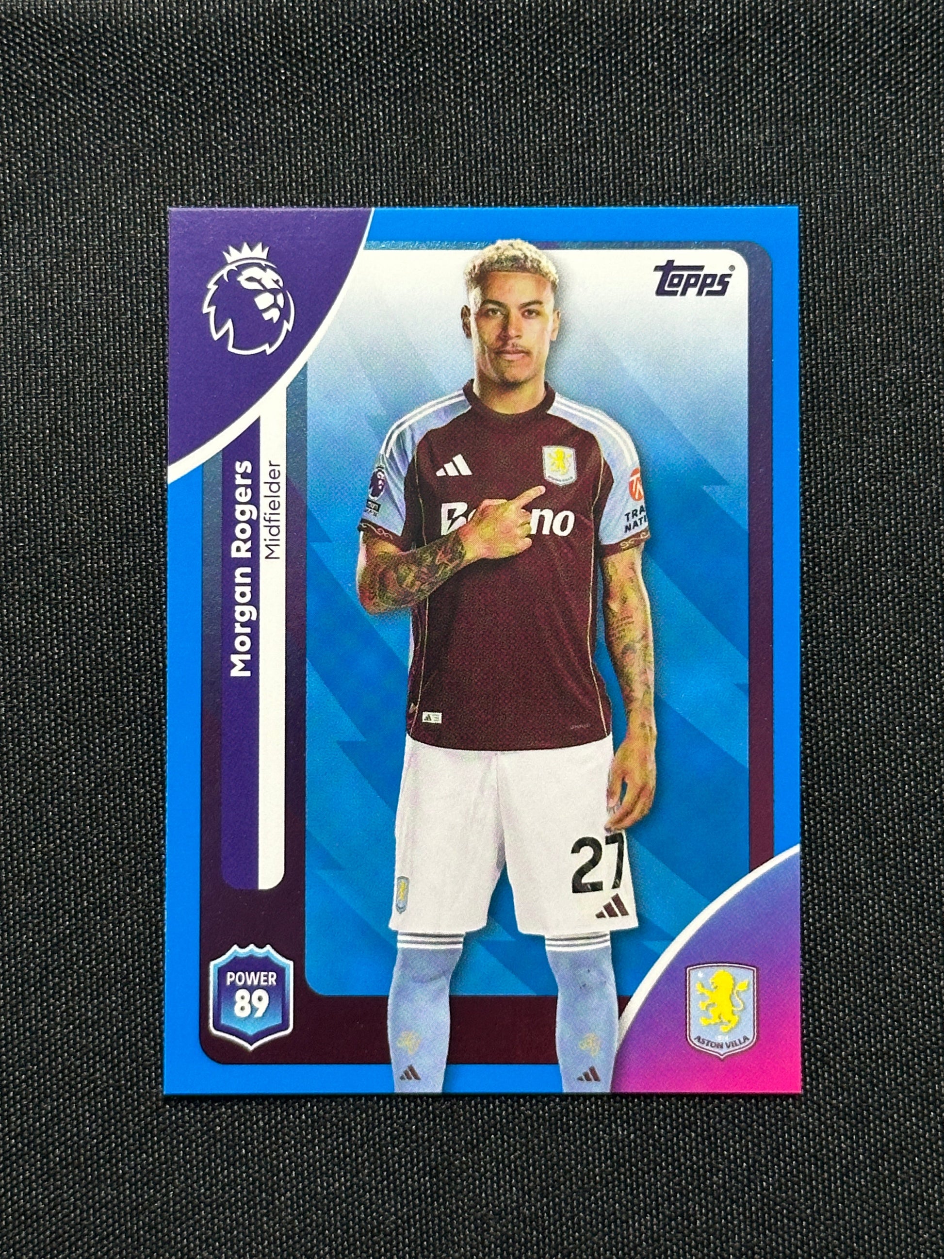 Morgan Rogers Blue Parallel Base - Topps Premier League 2026