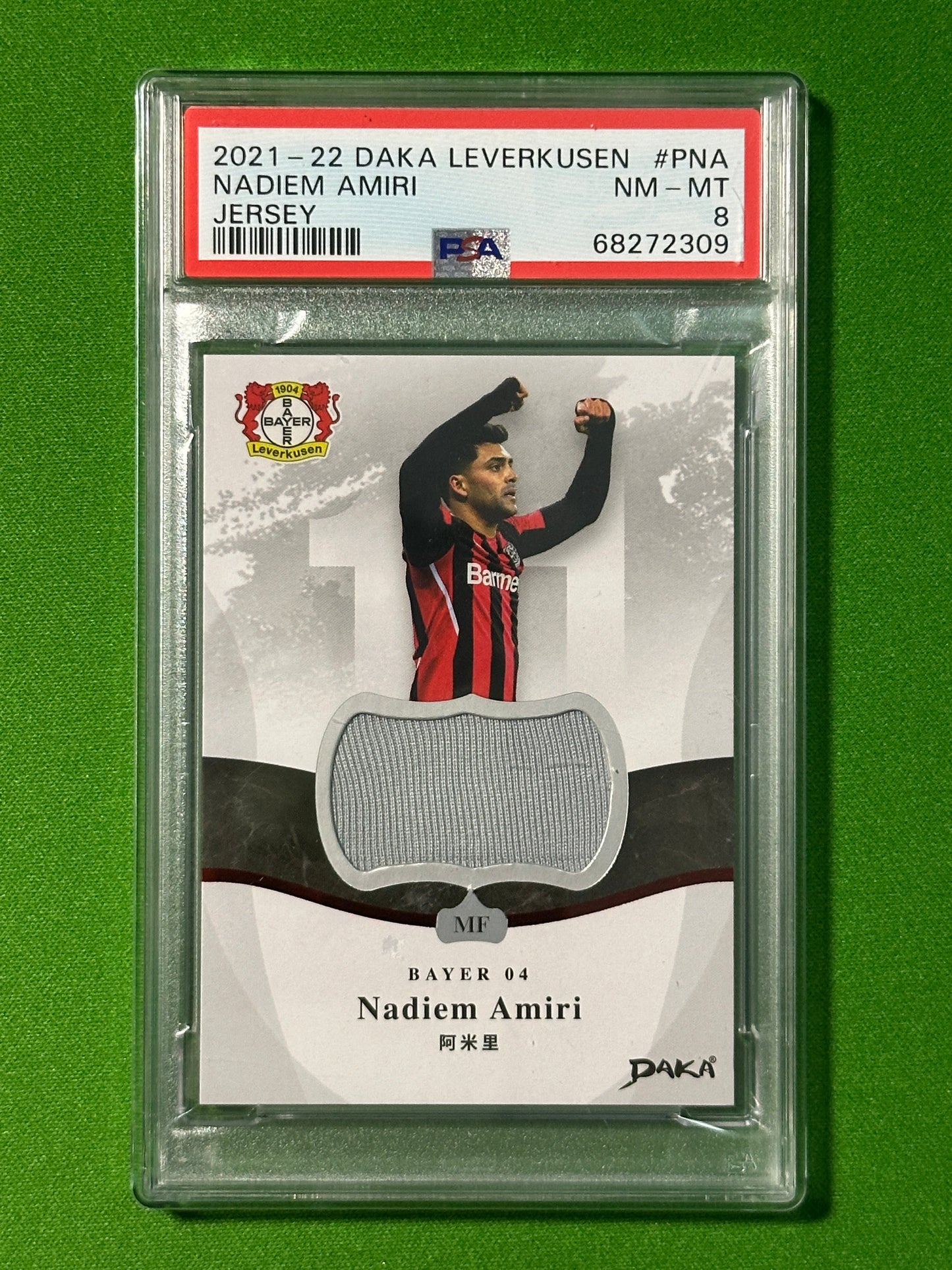 Nadiem Amiri Patch 17/29 - DAKA Bayer Leverkusen 2021-22 - PSA 8