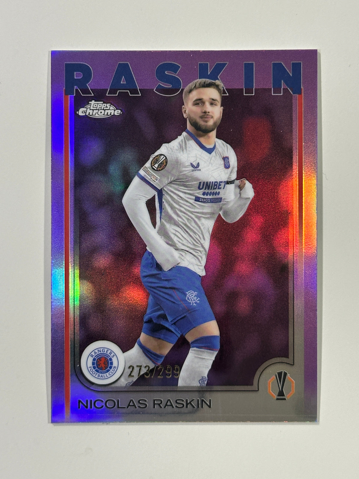 Nicolas Raskin Numbered parallel card 273/299 - Topps Chrome 2024/25