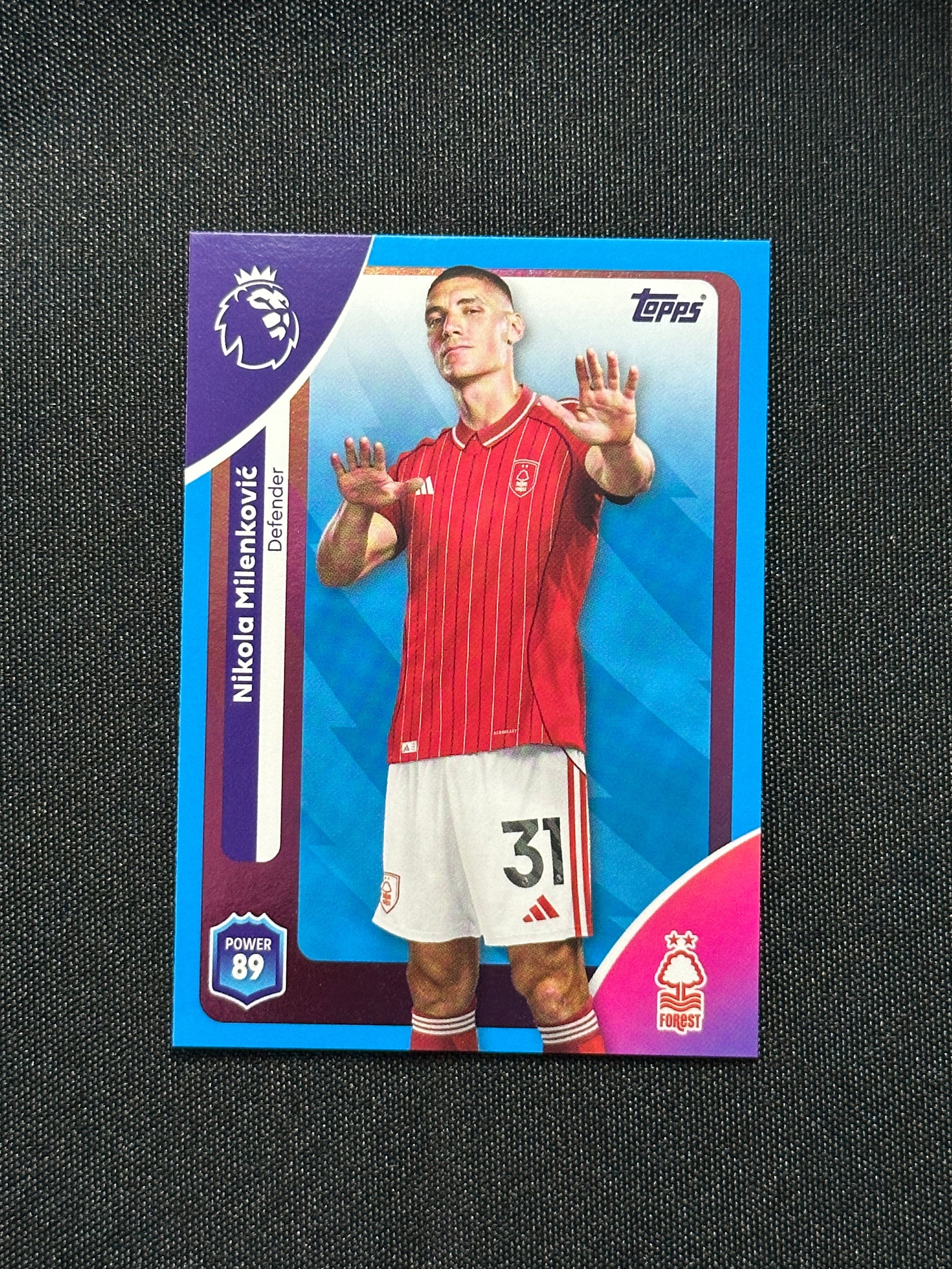 Nikola Milenkovit Blue Parallel Base - Topps Premier League 2026