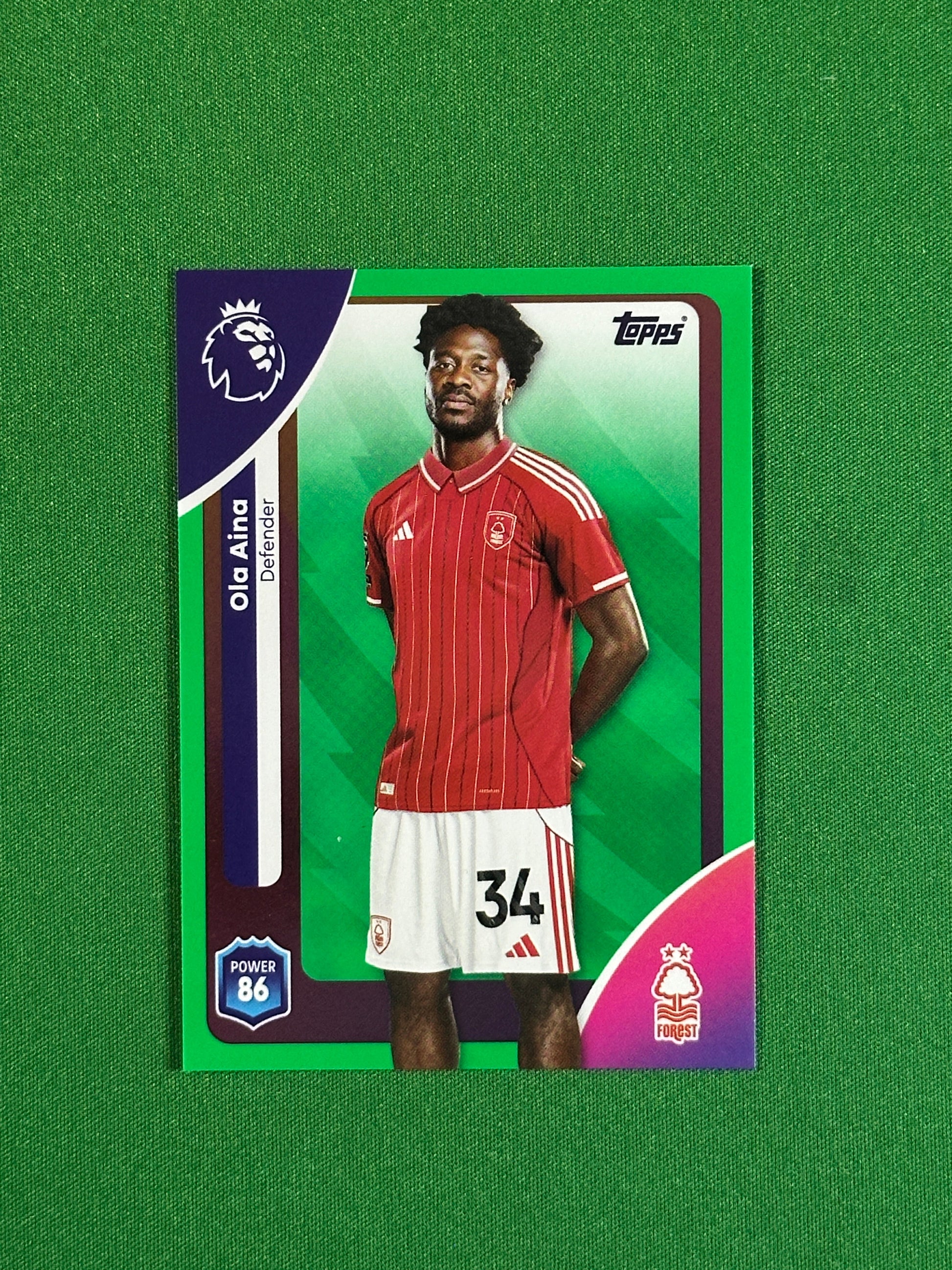 Ola Aina Green Parallel Base - Topps Premier League 2026