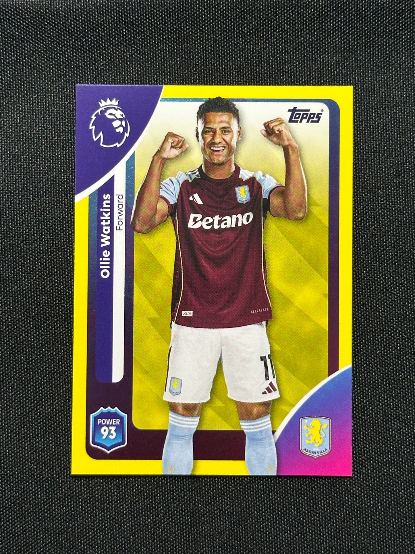 Ollie Watkins Yellow Parallel Base - Topps Premier League 2026