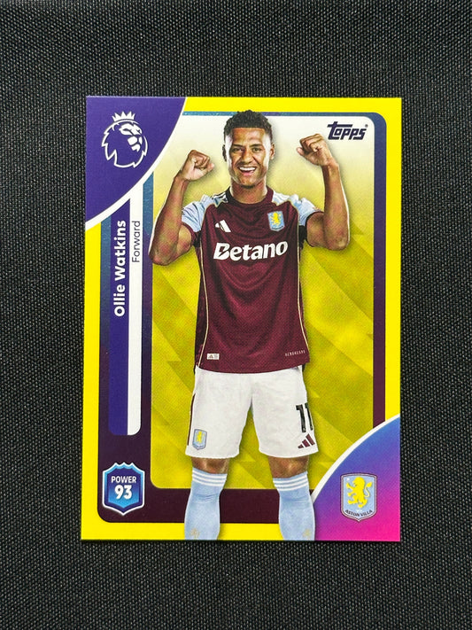 Ollie Watkins Yellow Parallel Base - Topps Premier League 2026