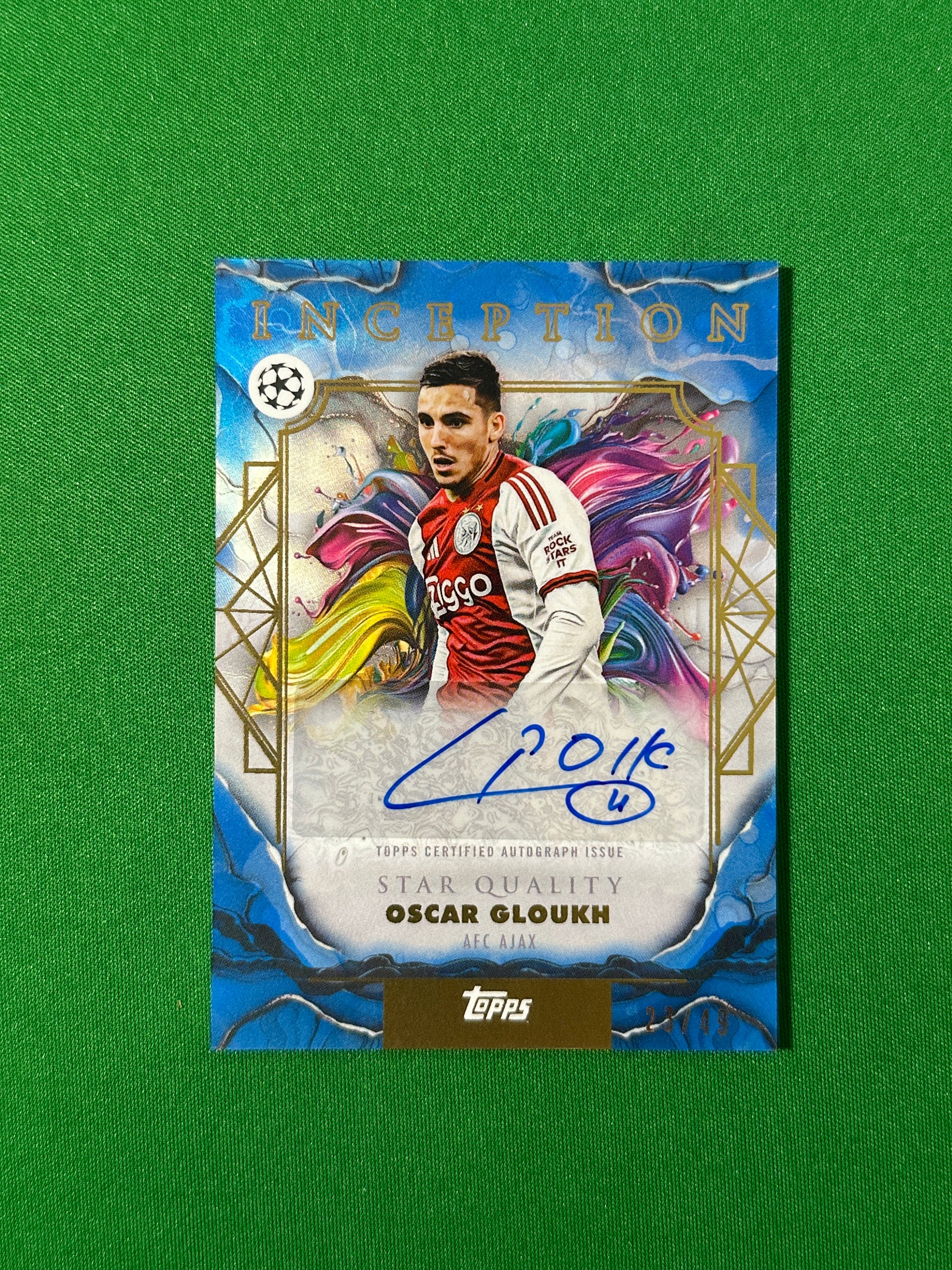 Oscar Gloukh Autograph 23/49 AFC Ajax Topps PL Inception 2025/26 football card