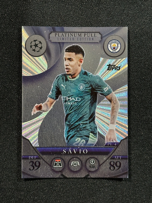 PL 4 Sávio Manchester City Platinum Pull - Topps Match Attax 2025/26