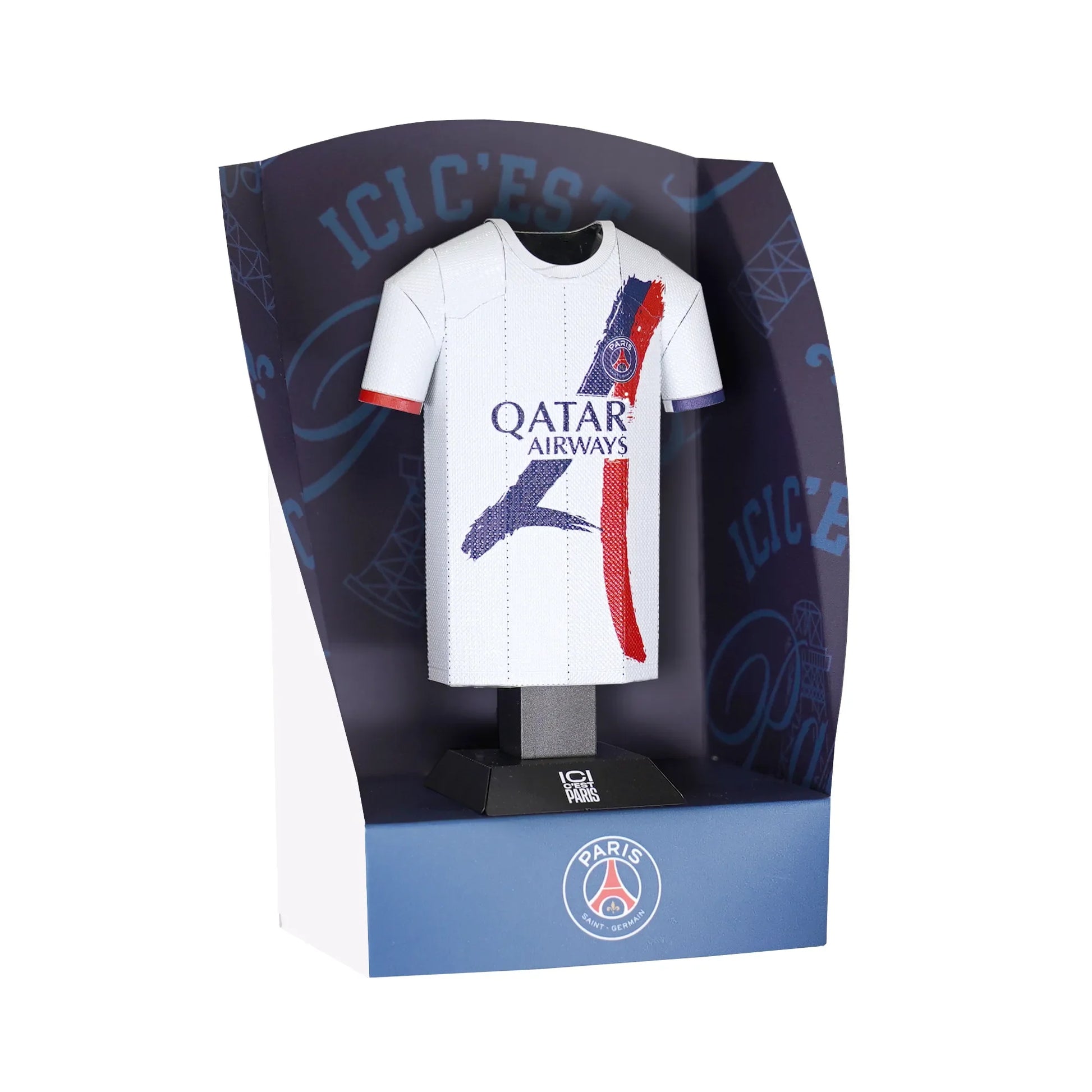 PSG 24/25 Away Jersey collectible in PSG display stand