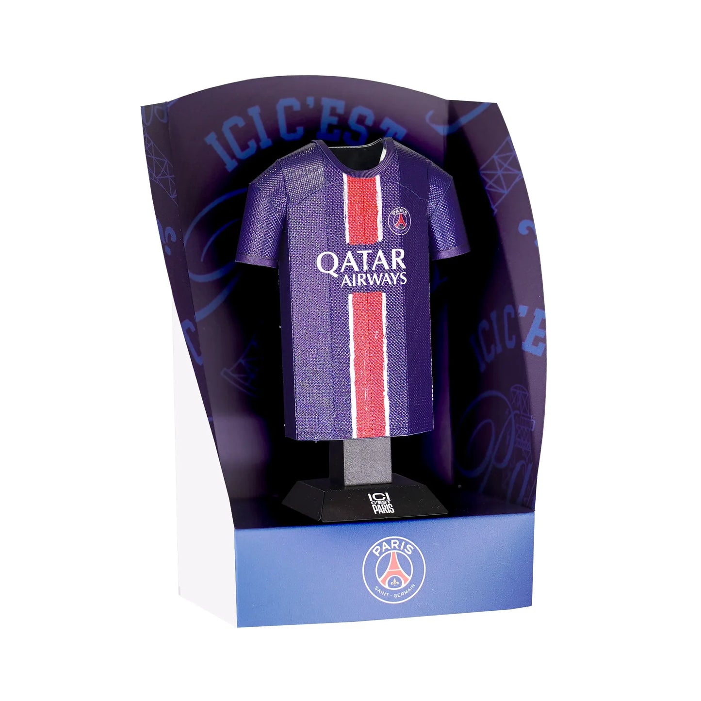 PSG 24/25 Home Shirt collectible, made from metal, in PSG display stand