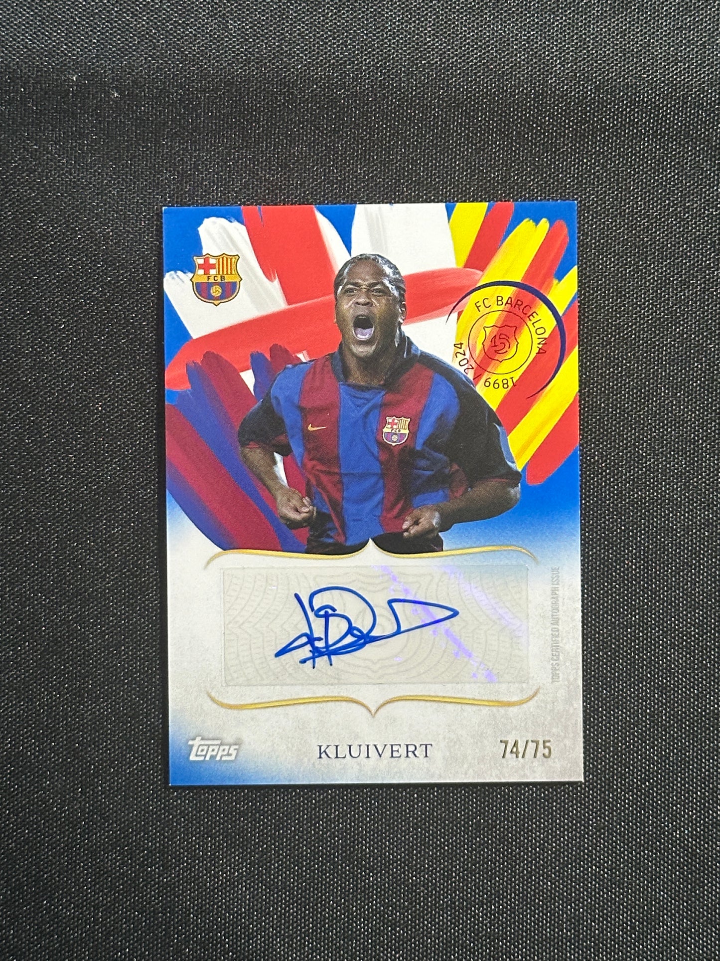 Patrick Kluivert Autograph 74/75 - Topps Barcelona 125