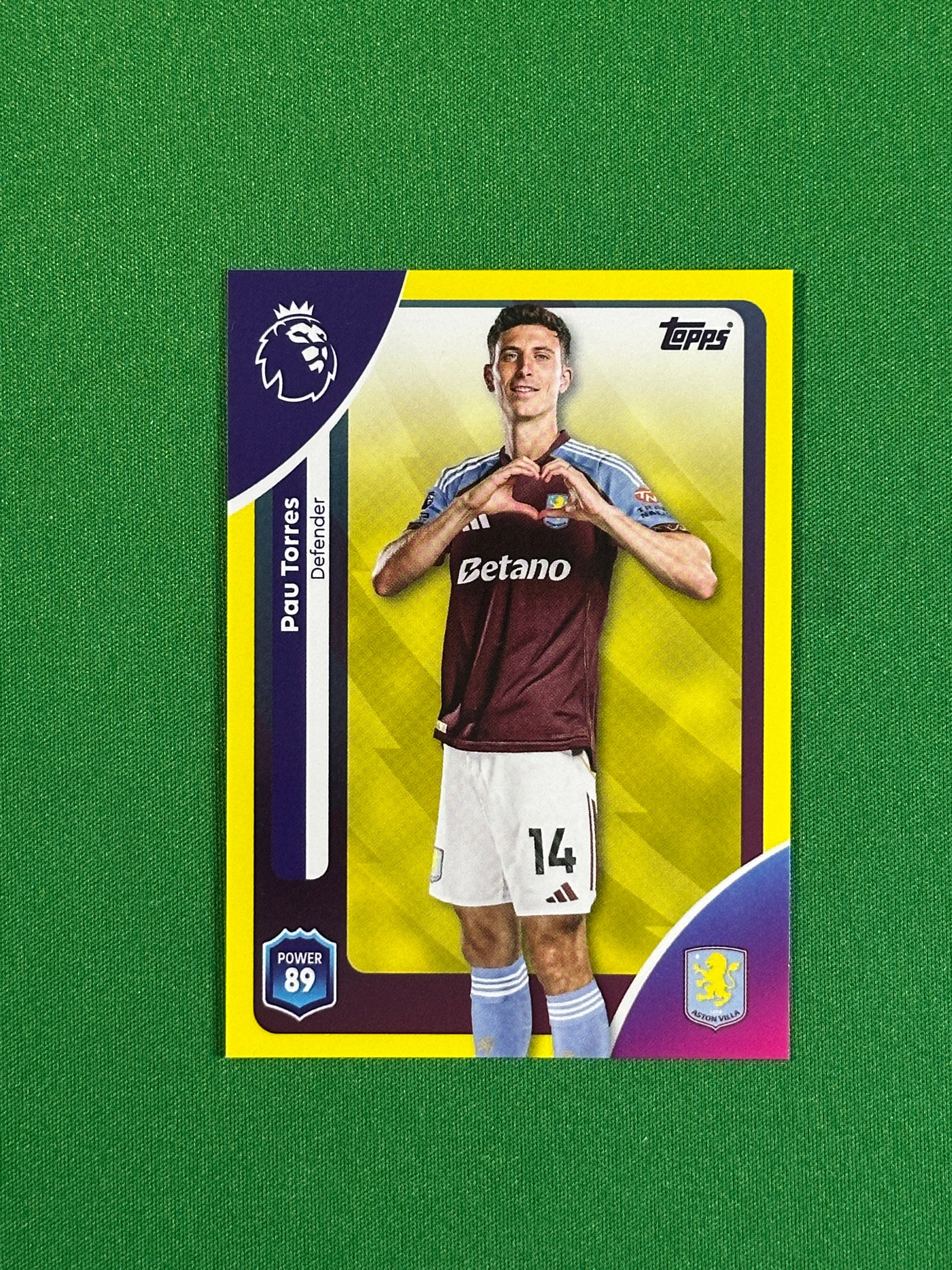 Pau Torres Yellow Parallel Base - Topps Premier League 2026
