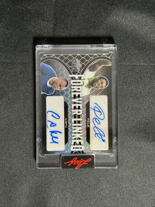Pele & Cafu Dual Autograph 1/1 - Leaf Metal 2022