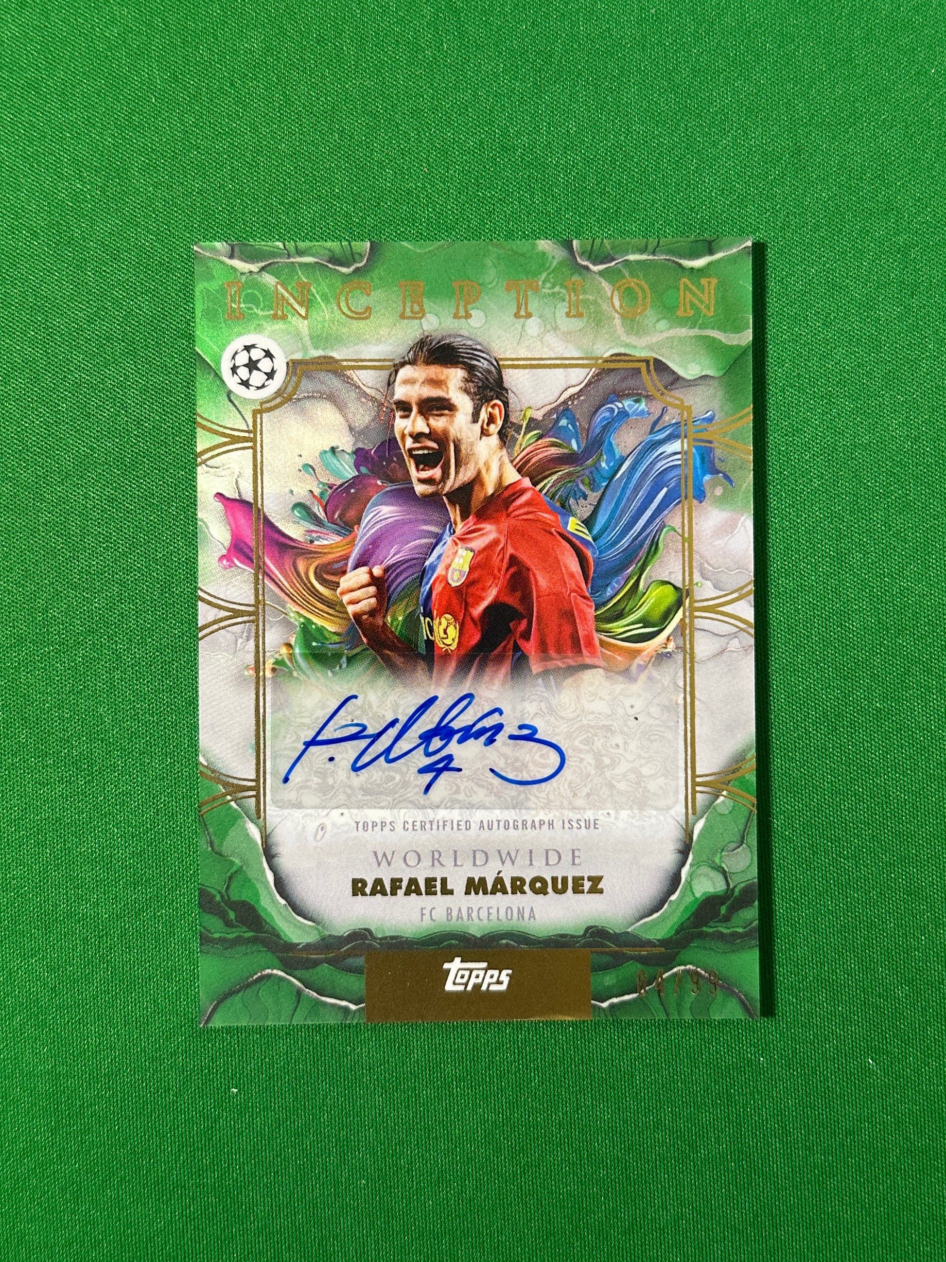 Rafael Márquez Autograph 84/99 FC Barcelona Topps PL Inception 2025/26 football card