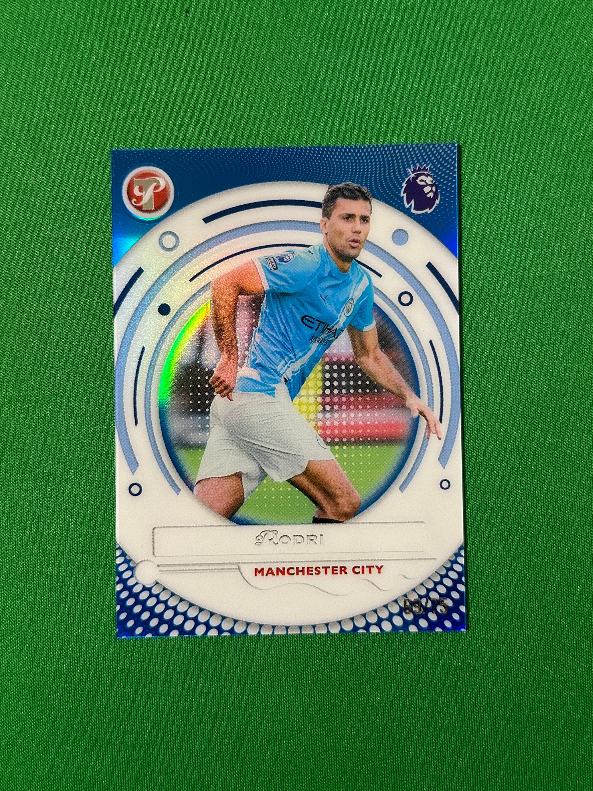 Rodri Blue Parallel 69/75 Manchester City Topps PL Pristine 2025/26 football card