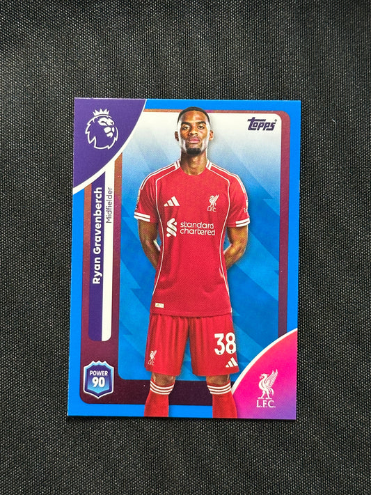 Ryan Gravenberch Blue Parallel Base - Topps Premier League 2026