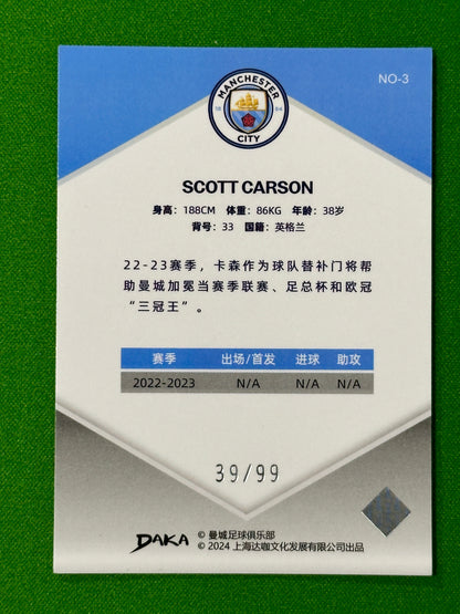 Scott Carson 39/99 - DAKA Manchester City Holocene 2023/24 Back