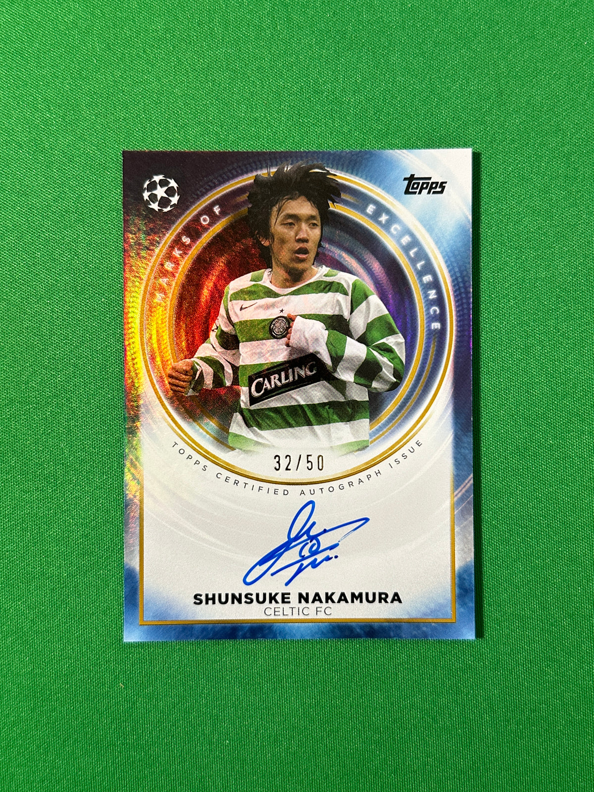 Shunsuke Nakamura Autograph 32/50 Celtic FC Topps PL Inception 2025/26 football card