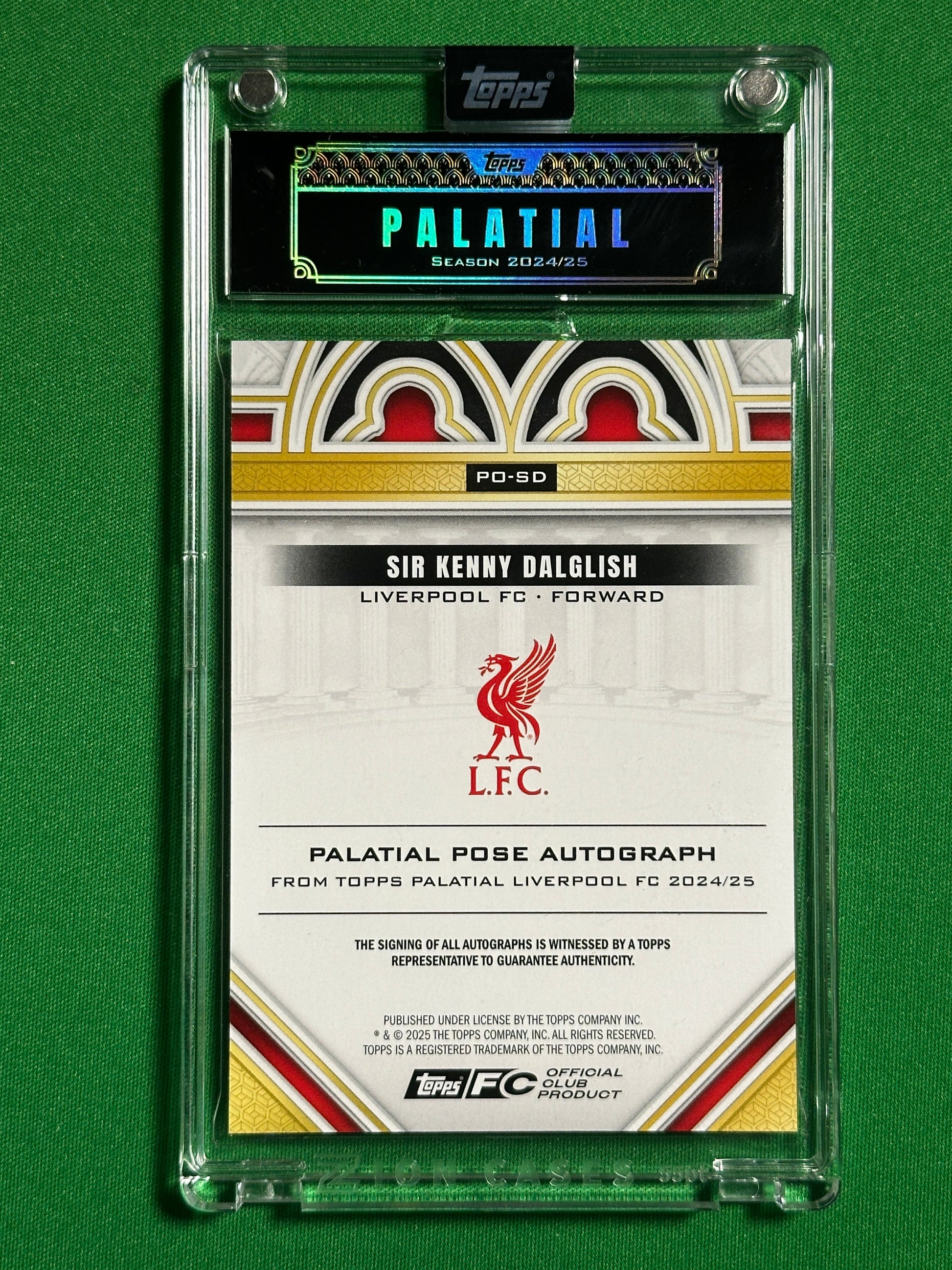 Sir Kenny Dalglish Autograph One of One 1/1 - Topps Liverpool Palatial 2024/25 Back
