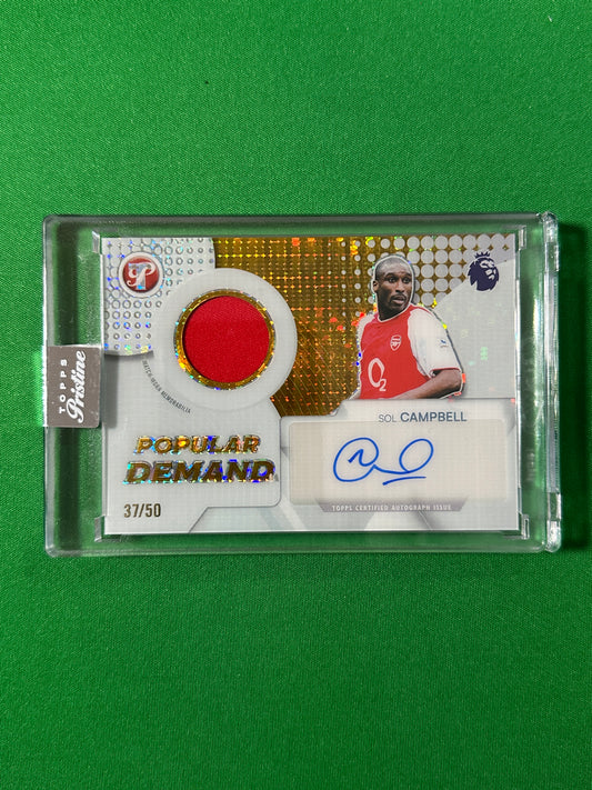 Sol Campbell Autograph Relic 37/50 Arsenal Topps PL Pristine 2025/26 football card