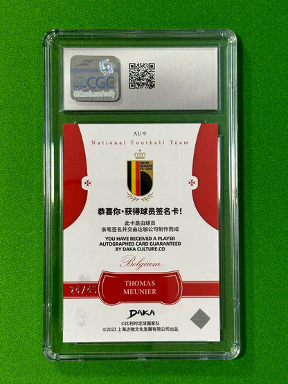 Thomas Meunier Autograph 24/45 - DAKA Belgium 2022/23 - CGC Grade 9 Back