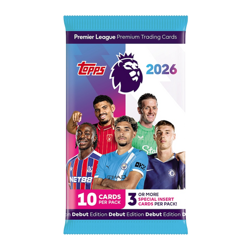 Topps Premier League 2026 – Packet (10 Cards, 3+ Special Inserts)