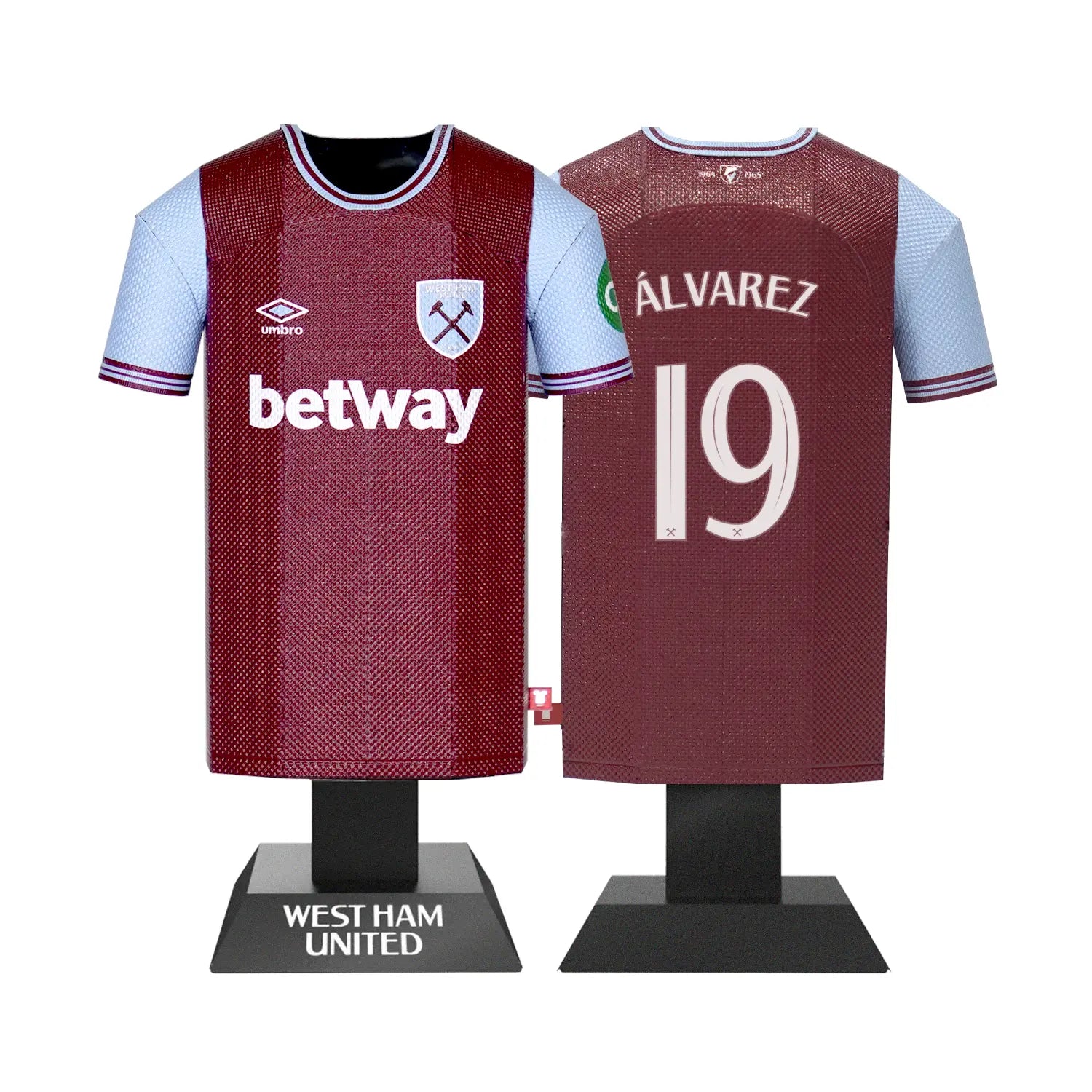 West Ham United 24/25 jersey front and back view with Alvarez 19 on the back