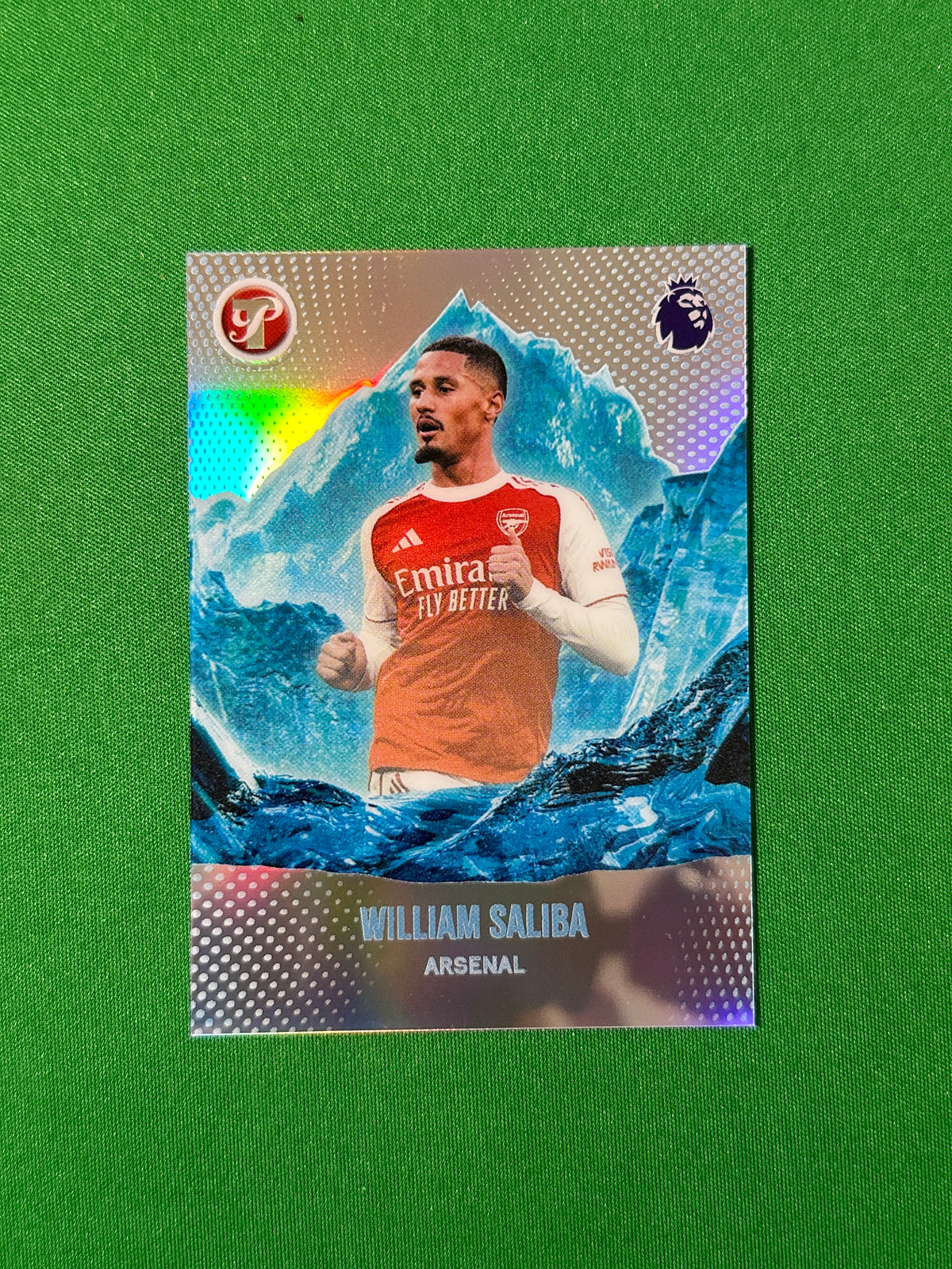 William Saliba Glacier Arsenal Topps PL Pristine 2025/26 football card