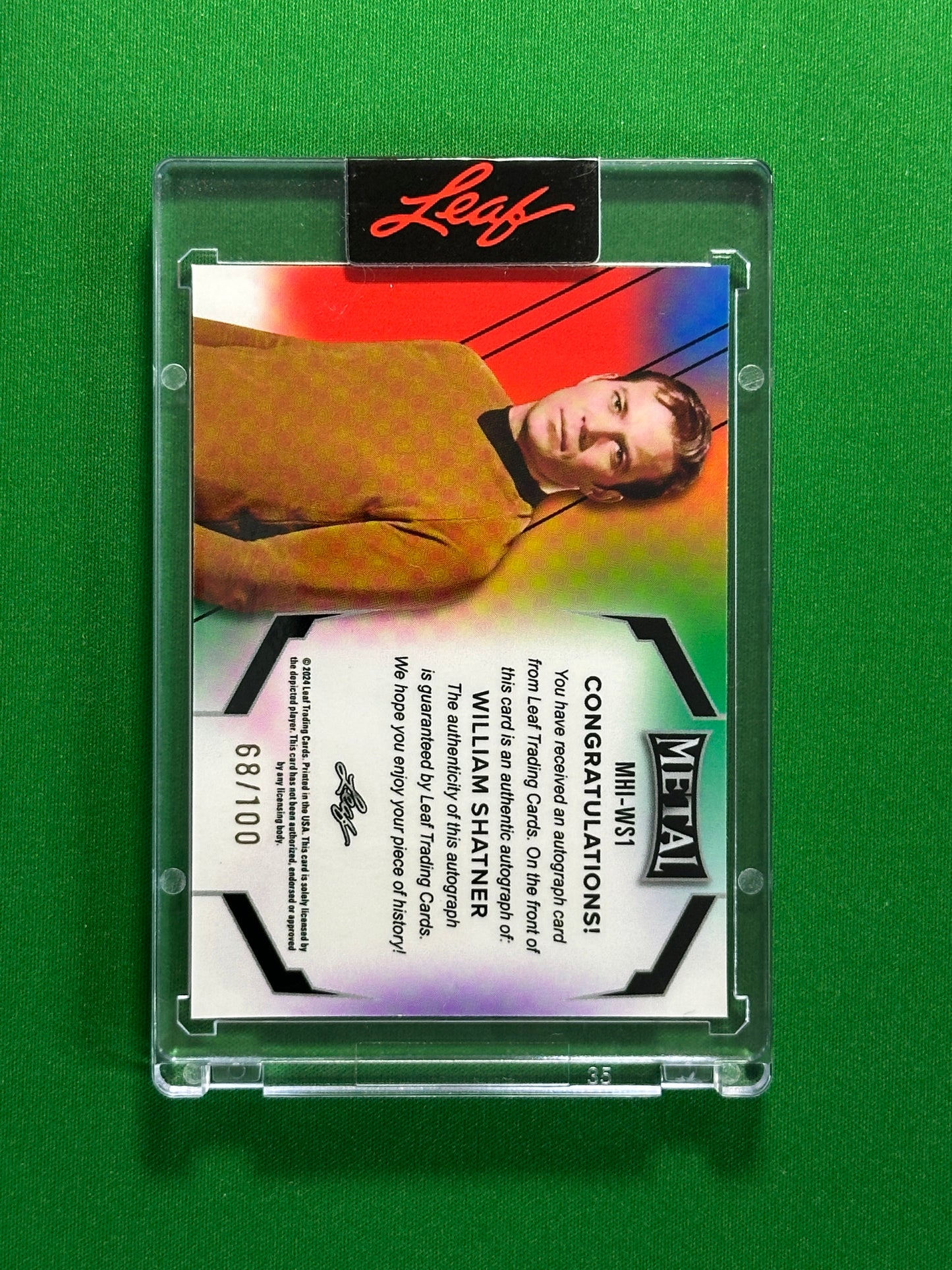 William Shatner Inscriptions Autograph 68/100 - Leaf Pop Century 2025
