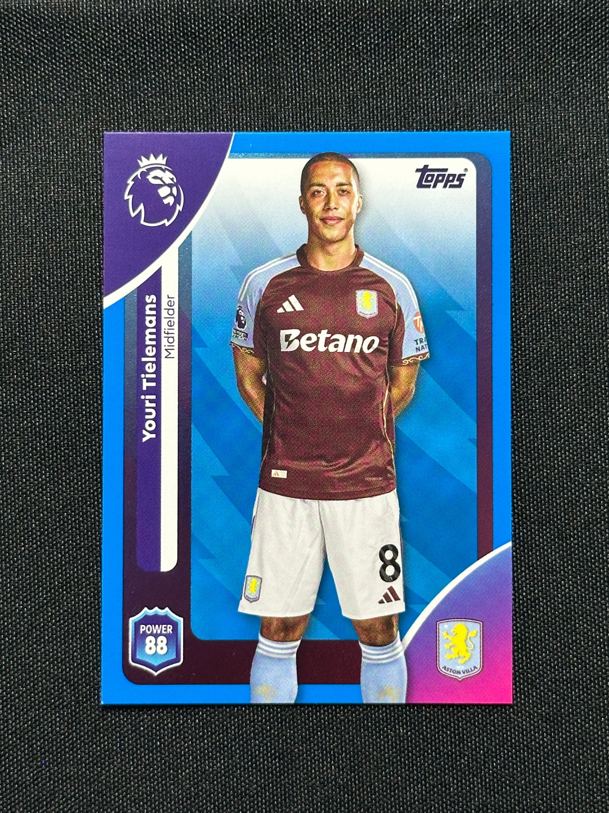 Youri Tielemans Blue Parallel Base - Topps Premier League 2026