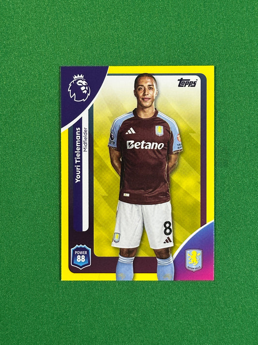 Youri Tielemans Yellow Parallel Base - Topps Premier League 2026