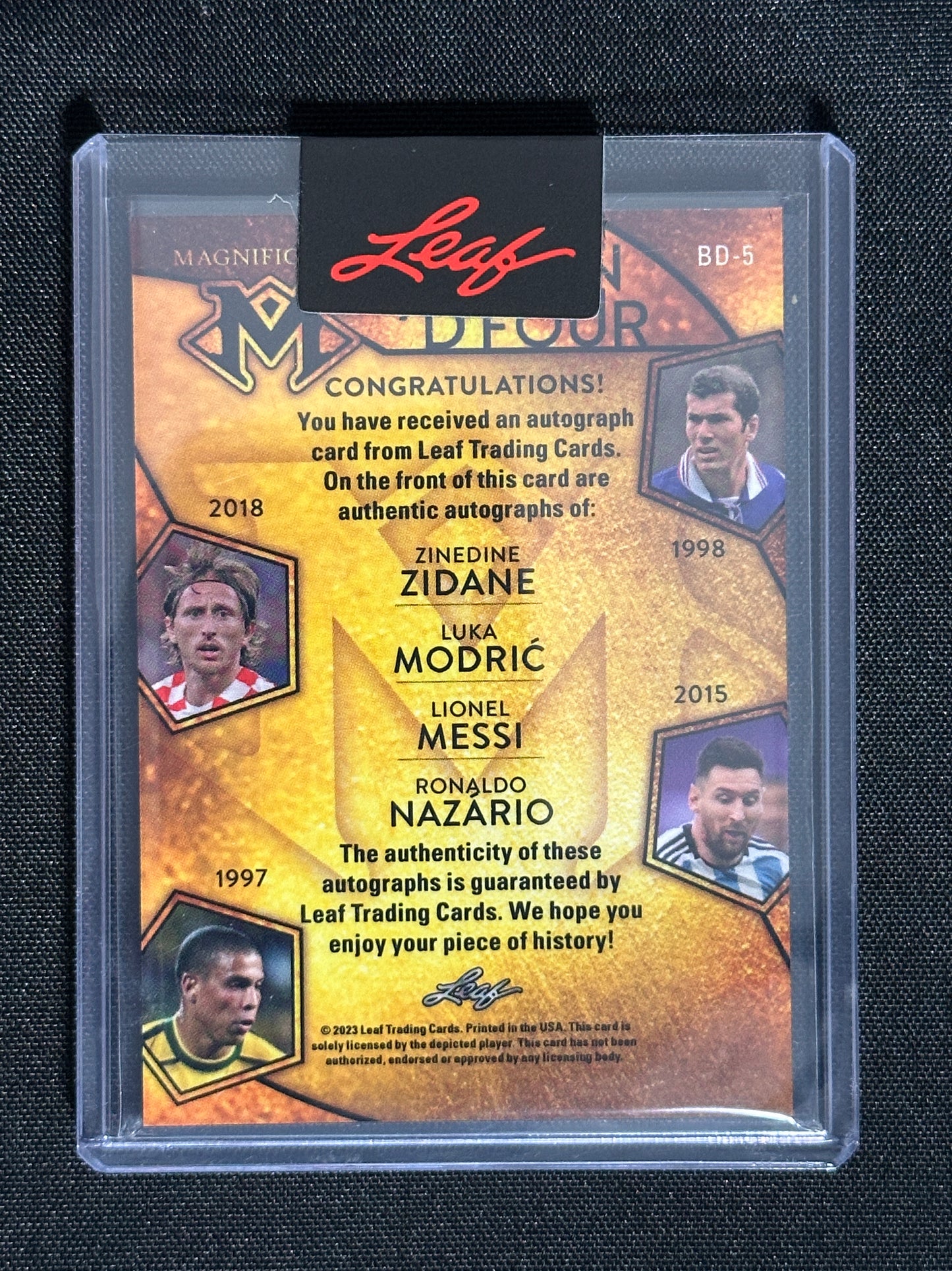 Lionel Messi, Ronaldo, Luka Modric, Zinedine Zidane Autograph 4/5 - Leaf Magnificence 2023