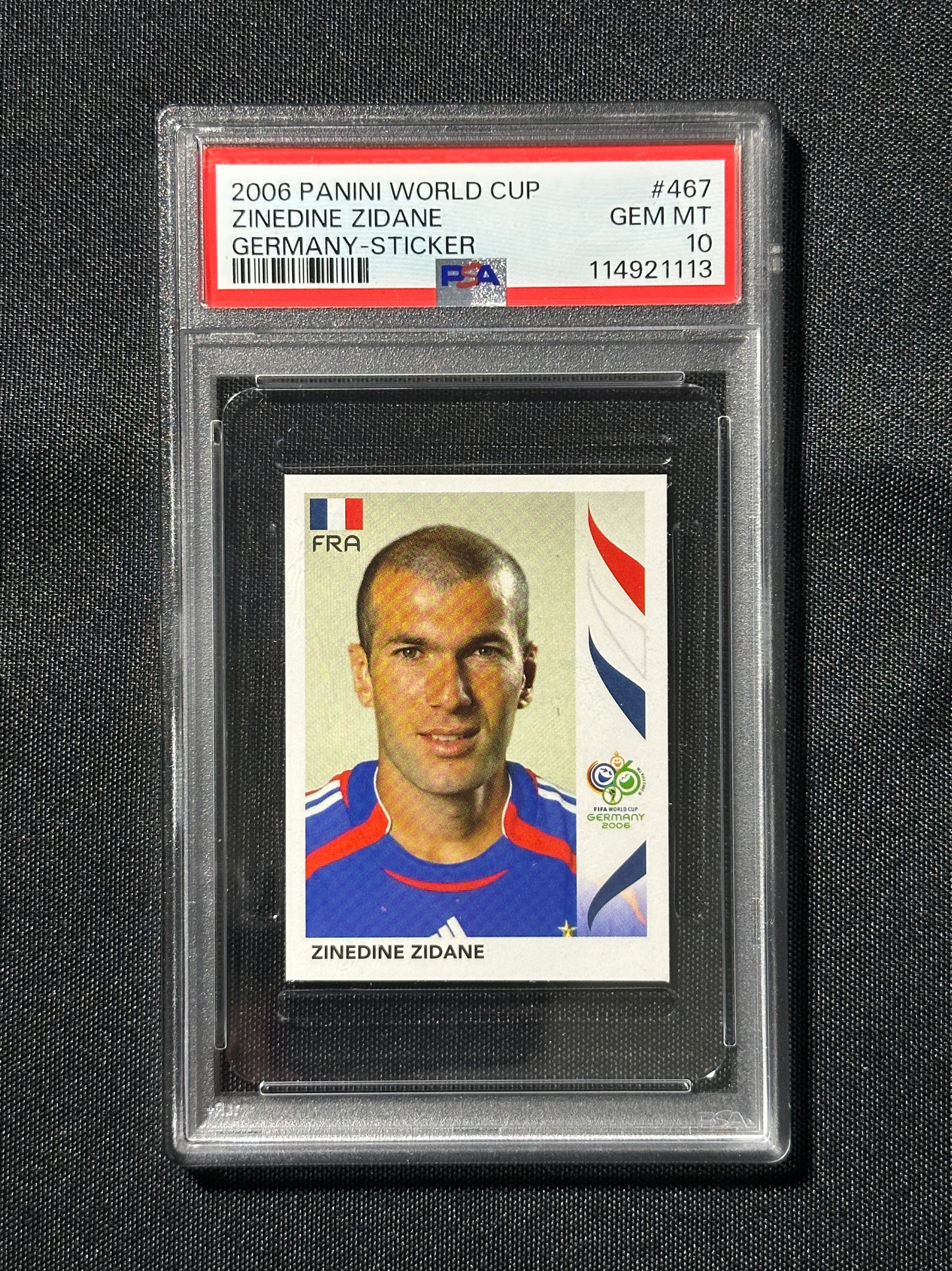 Zinedine Zidane Sticker - 2006 Panini World Cup - PSA 10
