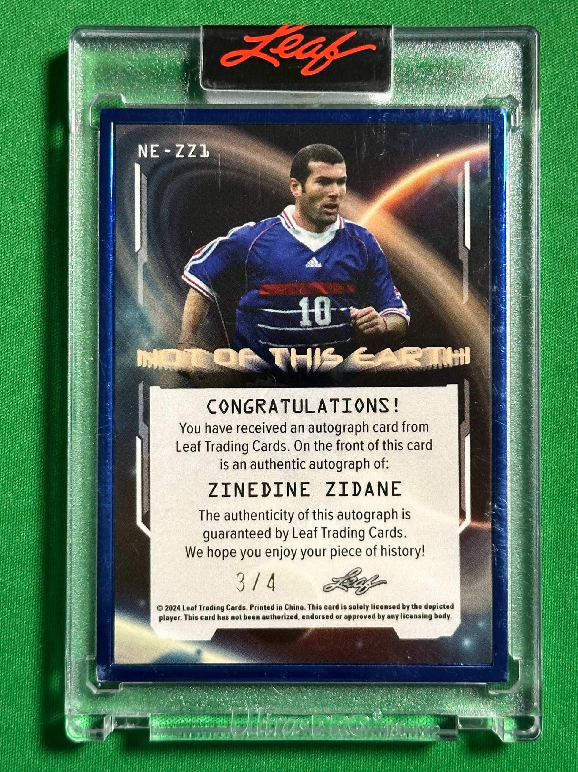 Zinedine Zidane Autograph 3/4 - Leaf Decadence 2024 Back