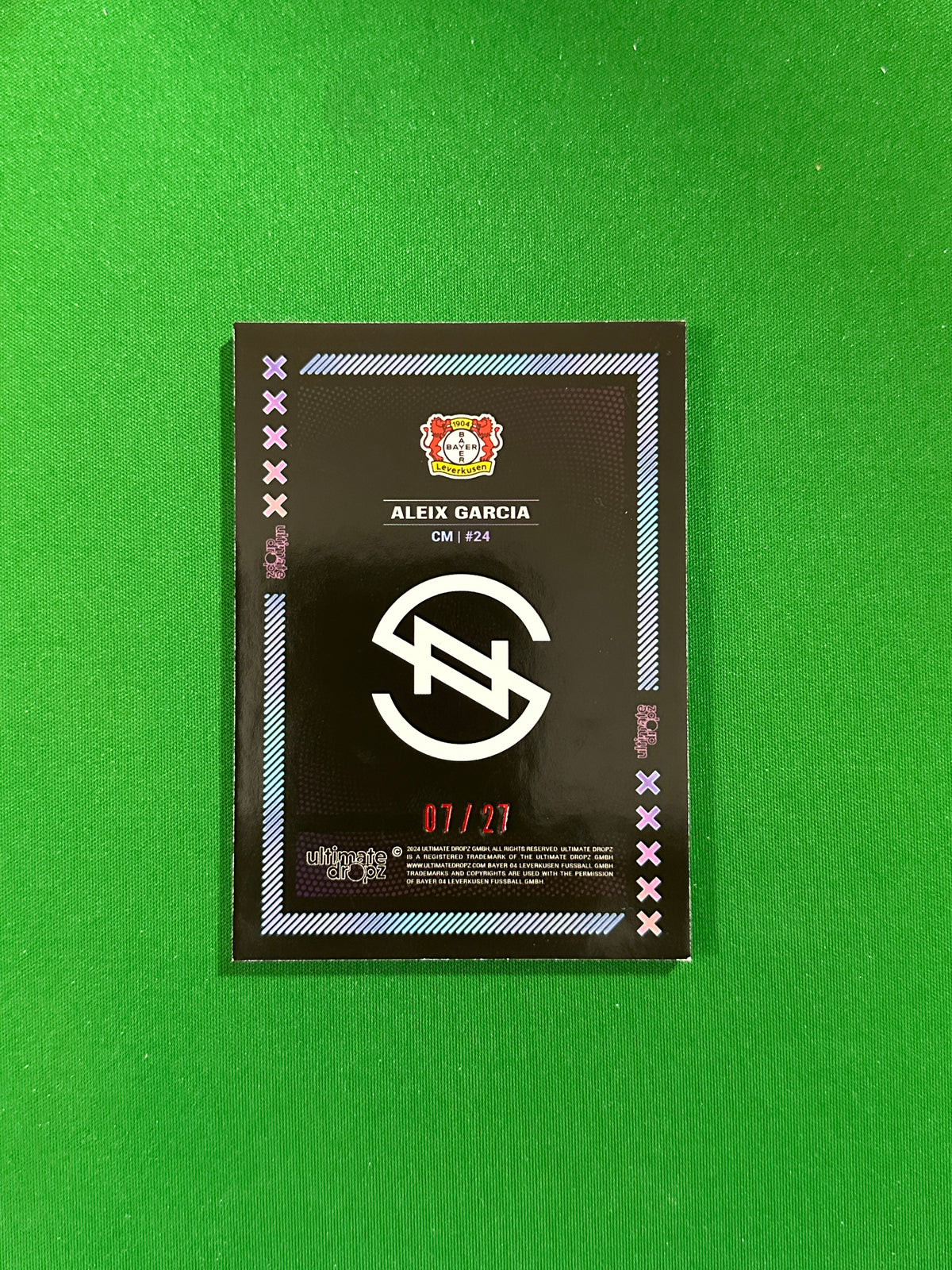 Aleix Garcia Numbered Parallel 07/27 - Ultimate Dropz Bayer 04 Leverkusen Supernova 2024 - back