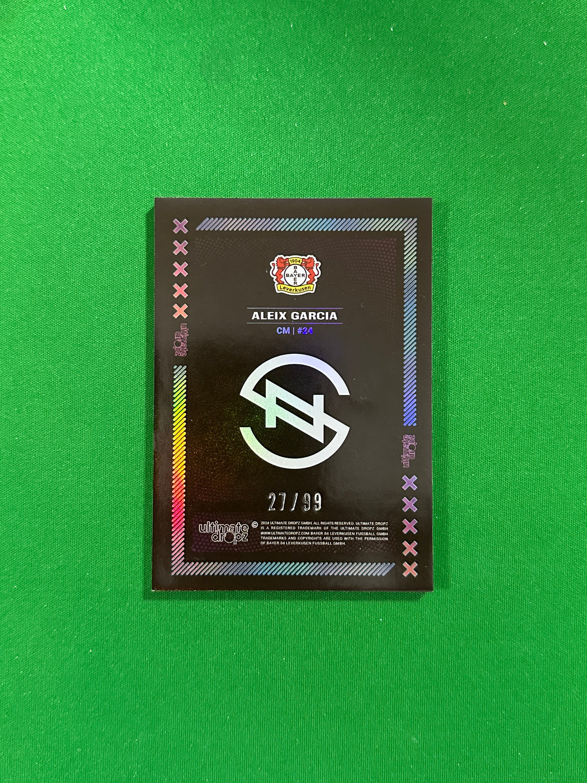 Aleix Garcia Numbered Parallel 27/99 - Ultimate Dropz Bayer 04 Leverkusen Supernova 2024 - back