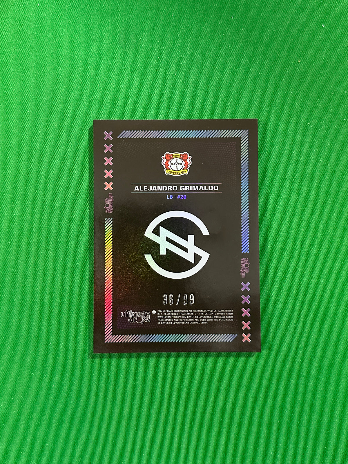 Alejandro Grimaldo Numbered Parallel 36/99 - Ultimate Dropz Bayer 04 Leverkusen Supernova 2024 - back