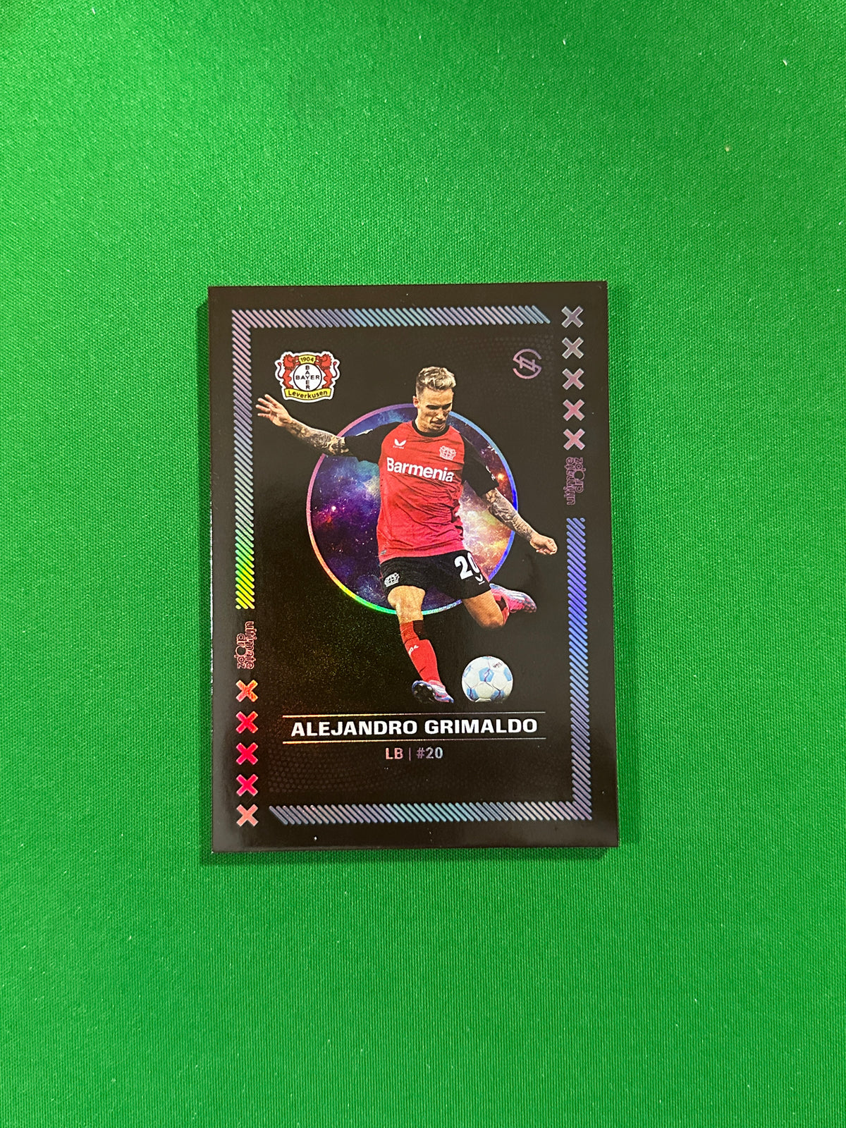 Alejandro Grimaldo Numbered Parallel 36/99 - Ultimate Dropz Bayer 04 Leverkusen Supernova 2024 - front