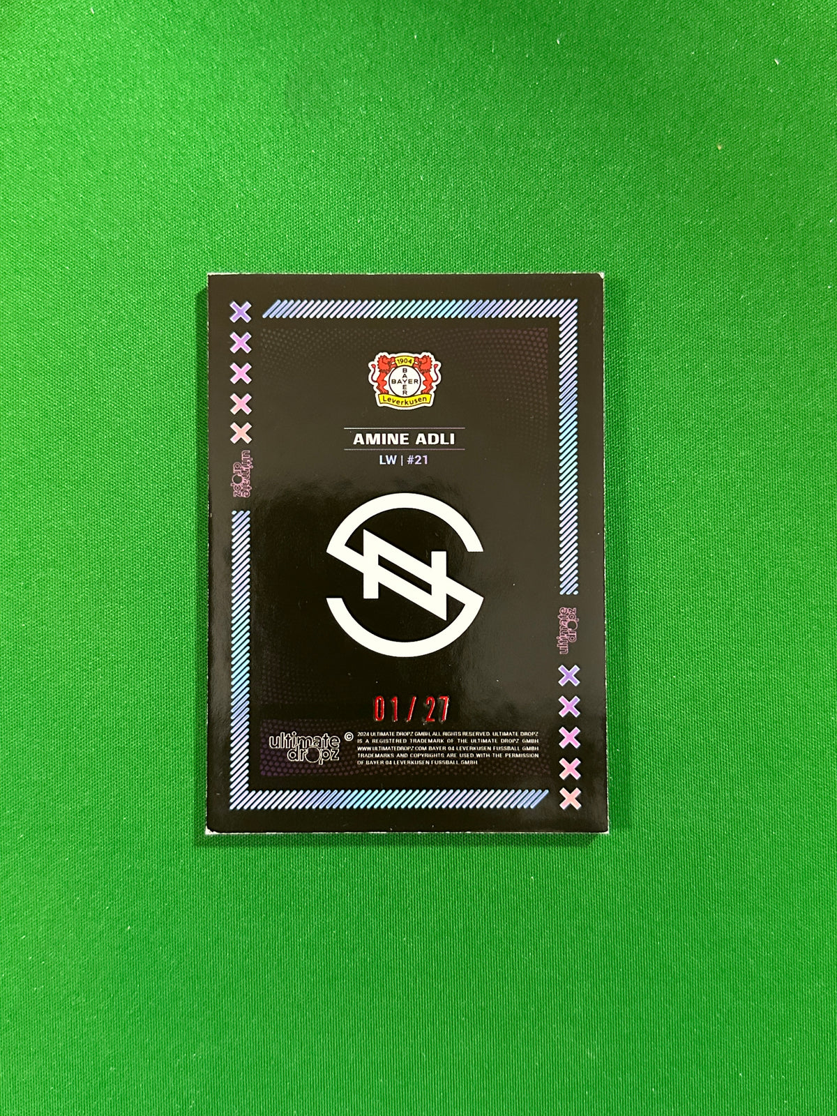 Amine Adli Numbered Parallel 01/27 - Ultimate Dropz Bayer 04 Leverkusen Supernova 2024 - back