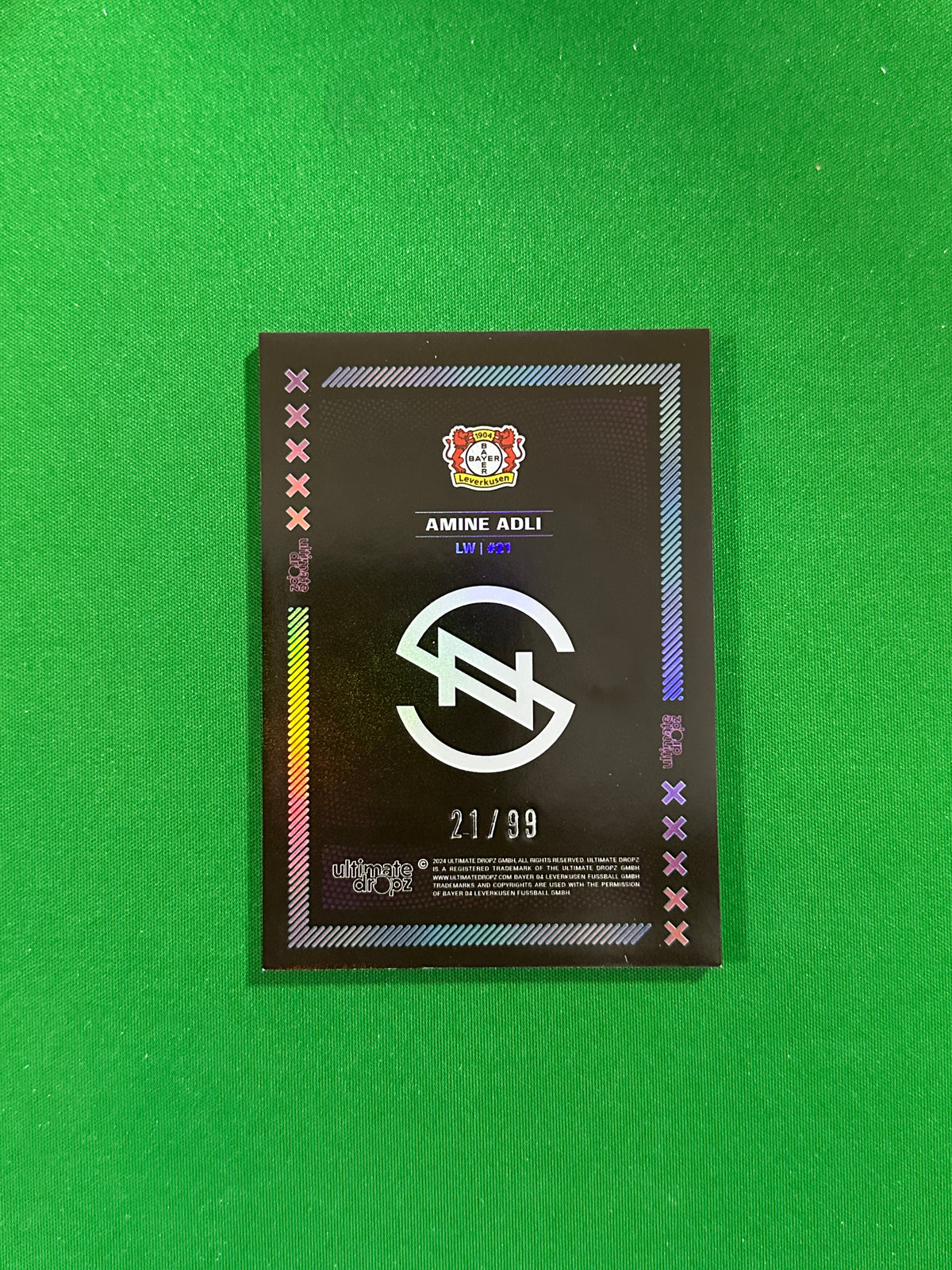 Amine Adli Numbered Parallel 21/99 - Ultimate Dropz Bayer 04 Leverkusen Supernova 2024 - back