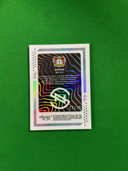 Arthur On-card Autograph 23/26 - Ultimate Dropz Bayer 04 Leverkusen Supernova 2024 - back