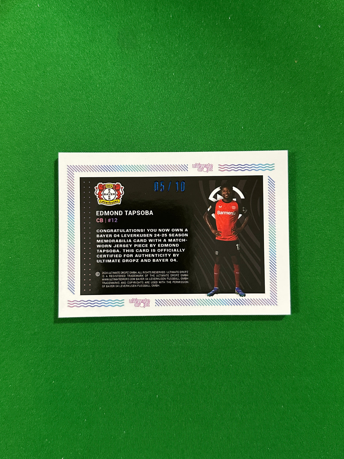 Edmond Tapsoba Match-worn Patch 05/10 - Ultimate Dropz Bayer 04 Leverkusen Supernova 2024 - back