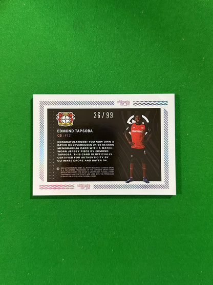 Edmond Tapsoba Match-worn Patch 36/99 - Ultimate Dropz Bayer 04 Leverkusen Supernova 2024 - back