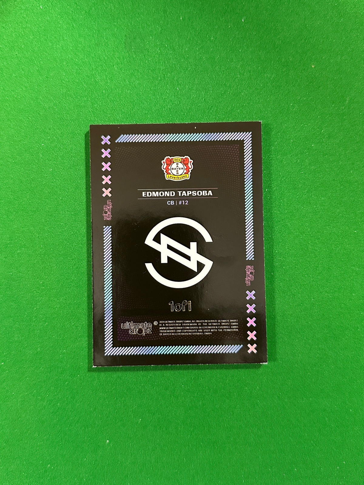 Edmond Tapsoba Numbered Parallel 1/1 - Ultimate Dropz Bayer 04 Leverkusen Supernova 2024 - back