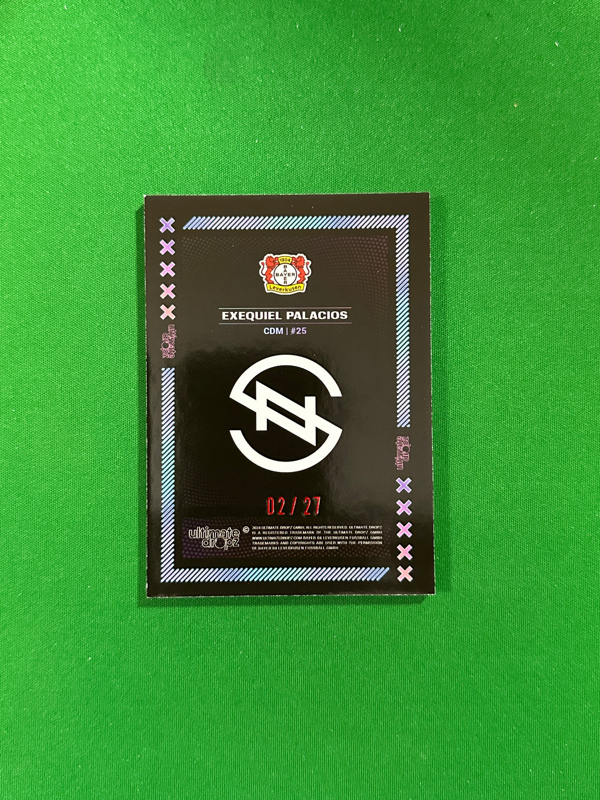 Exequiel Palacios Numbered Parallel 02/27 - Ultimate Dropz Bayer 04 Leverkusen Supernova 2024 - back