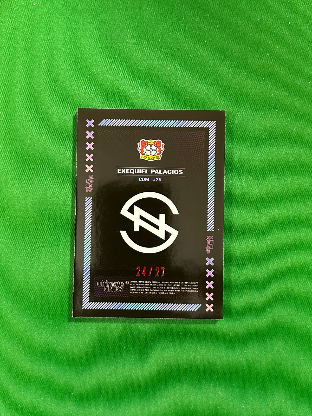 Exequiel Palacios Numbered Parallel 24/27 - Ultimate Dropz Bayer 04 Leverkusen Supernova 2024 - back