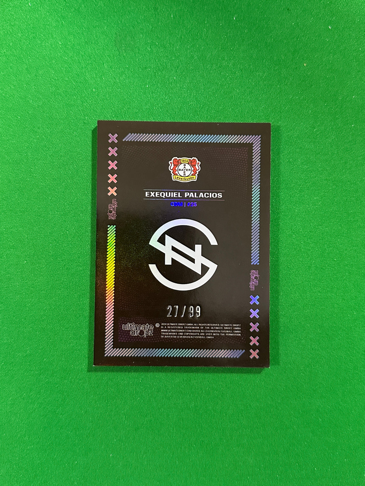 Exequiel Palacios Numbered Parallel 27/99 - Ultimate Dropz Bayer 04 Leverkusen Supernova 2024 - back