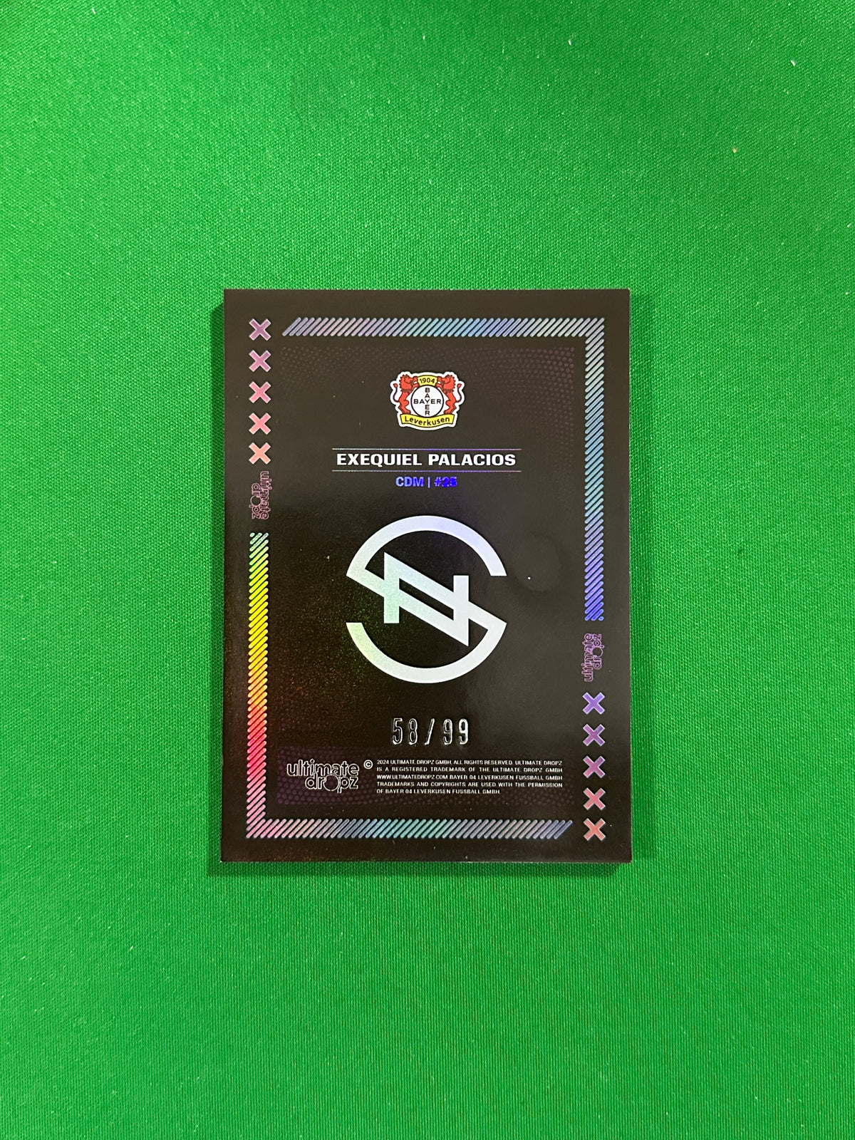 Exequiel Palacios Numbered Parallel 58/99 - Ultimate Dropz Bayer 04 Leverkusen Supernova 2024 - back