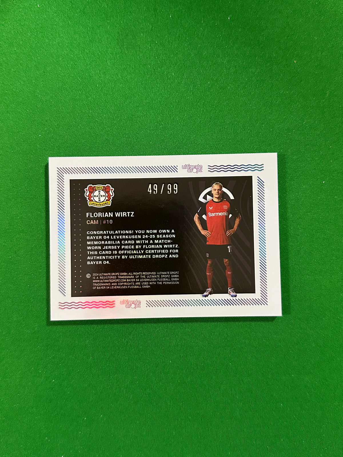 Florian Wirtz Match-worn Patch 49/99 - Ultimate Dropz Bayer 04 Leverkusen Supernova 2024 - back