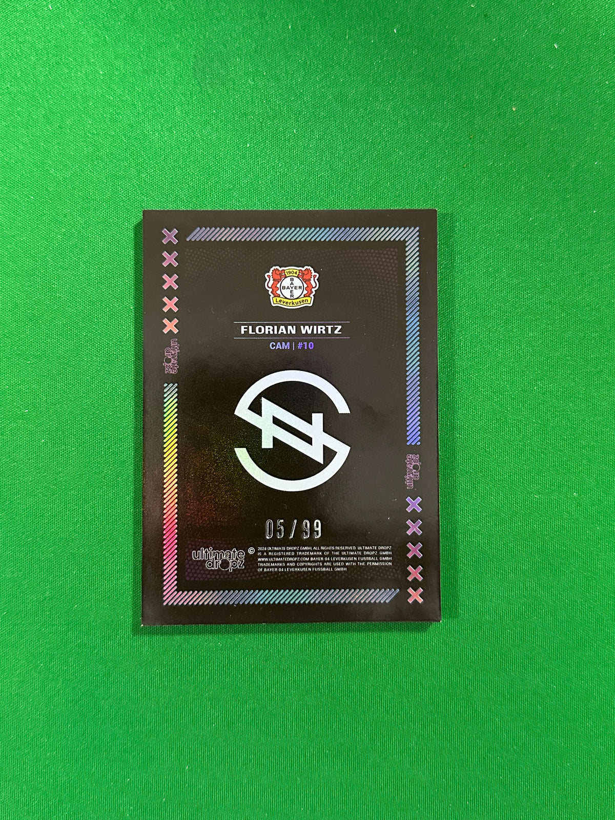 Florian Wirtz Numbered Parallel 05/99 - Ultimate Dropz Bayer 04 Leverkusen Supernova 2024 - back