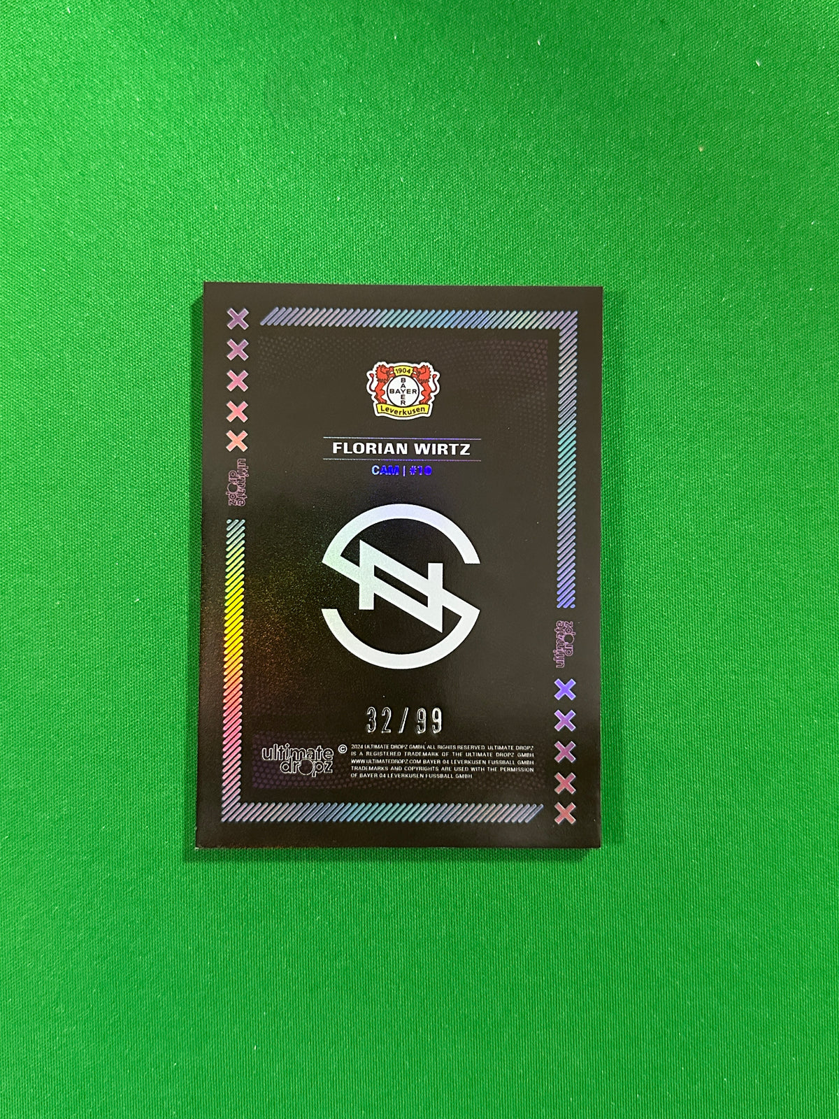 Florian Wirtz Numbered Parallel 32/99 - Ultimate Dropz Bayer 04 Leverkusen Supernova 2024 - back