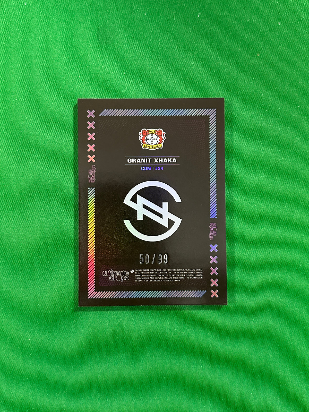 Granit Xhaka Numbered Parallel 50/99 - Ultimate Dropz Bayer 04 Leverkusen Supernova 2024 - back