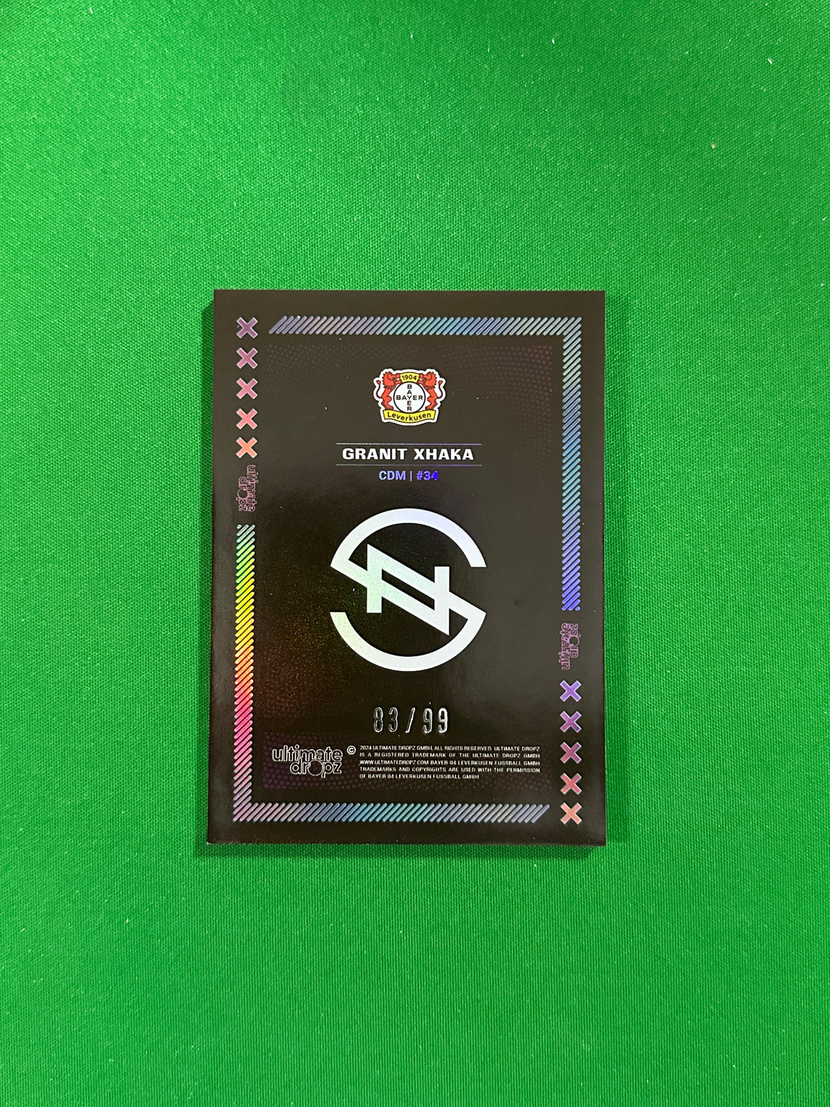 Granit Xhaka Numbered Parallel 83/99 - Ultimate Dropz Bayer 04 Leverkusen Supernova 2024 - back